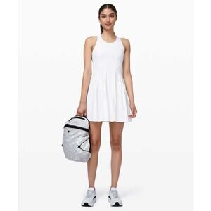 LULULEMON Court Crush Tennis Dress White Nulux Quick Dry Lined Pockets 8